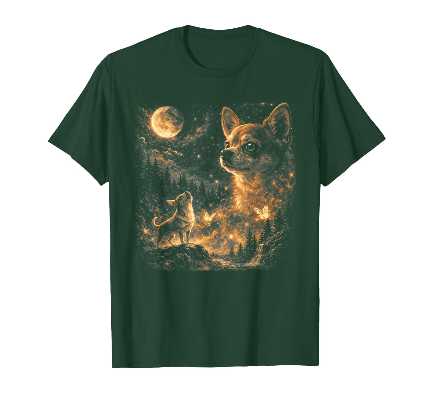 Chihuahua Howling Moon Vintage 90s Wolf Spirit Celestial Dog T-Shirt