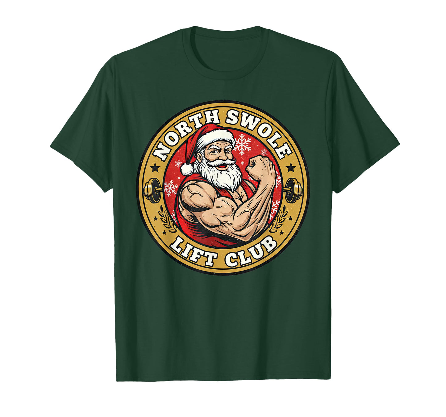North Swole Lift Club Bodybuilder Santa Christmas Fitness T-Shirt