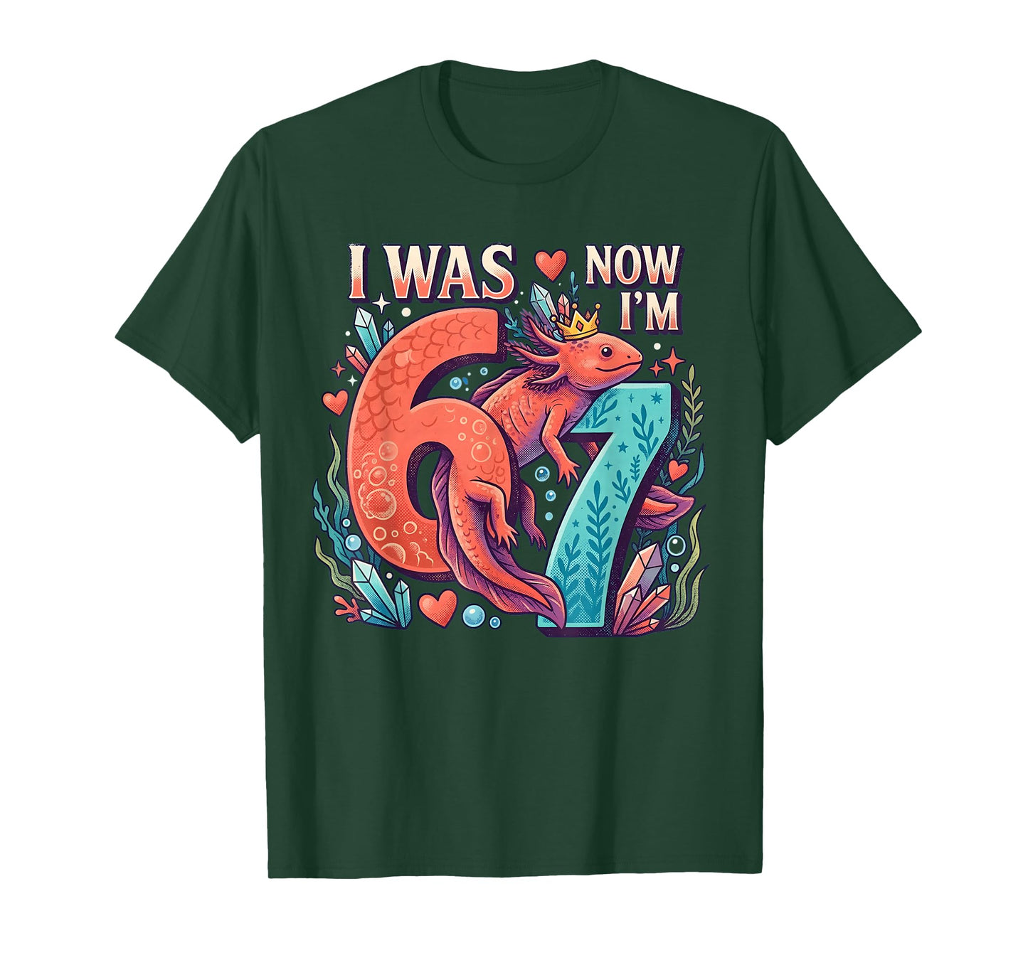 Axolotl Girl 6 7 Birthday I was 6 Now I'm 7th Birthday T-Shirt