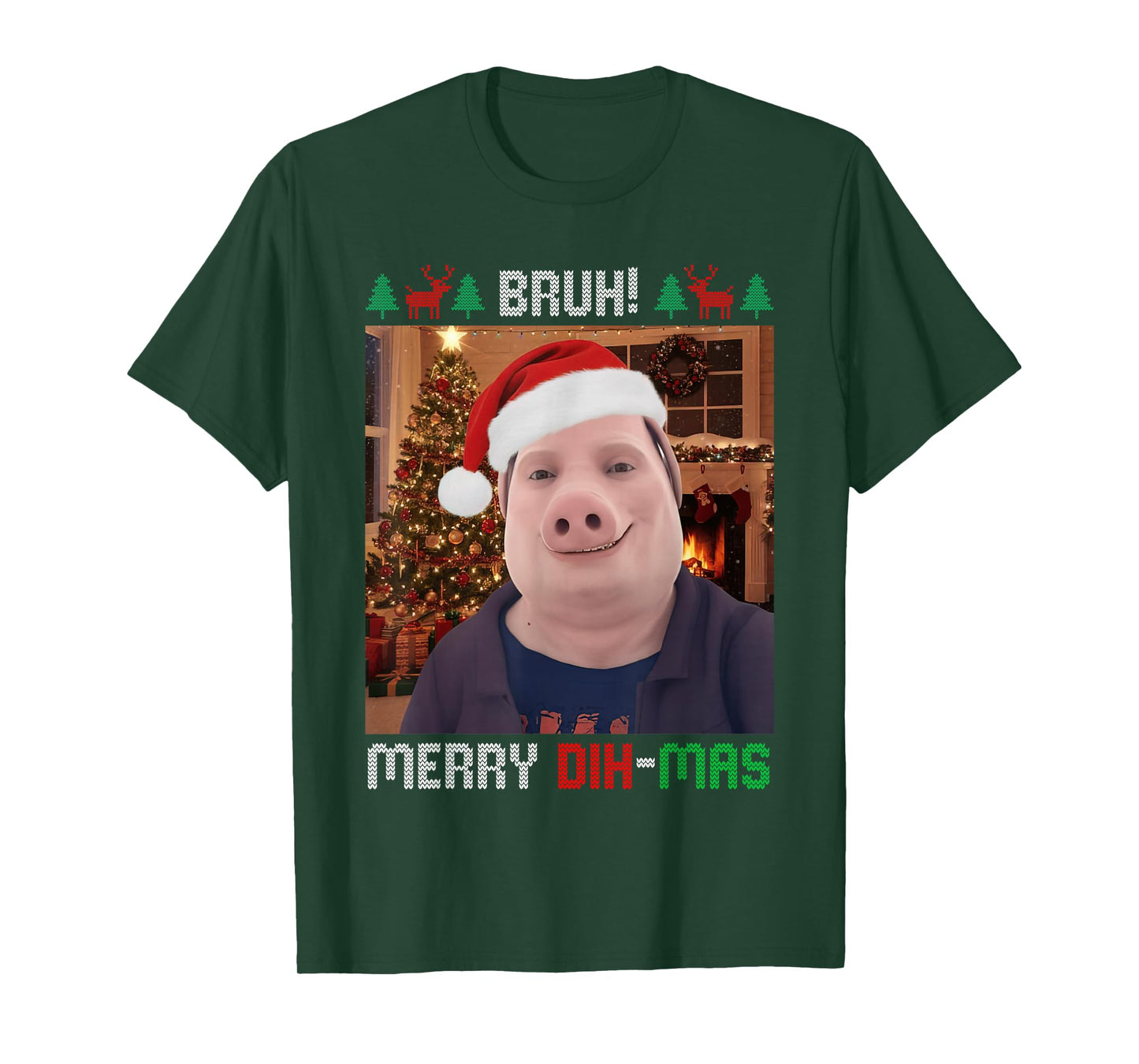 Bruh Merry Dih Mas Funny John Pork Christmas Brainrot Meme T-Shirt