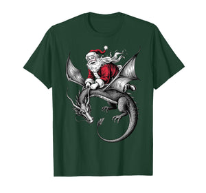 Retro Viking Pagan Christmas - Classic Santa Riding Dragon T-Shirt