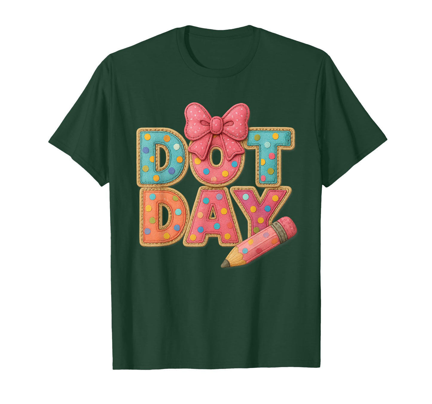 Dot Day Polka Letters with Cute Bow Pencil School Girls Kids T-Shirt