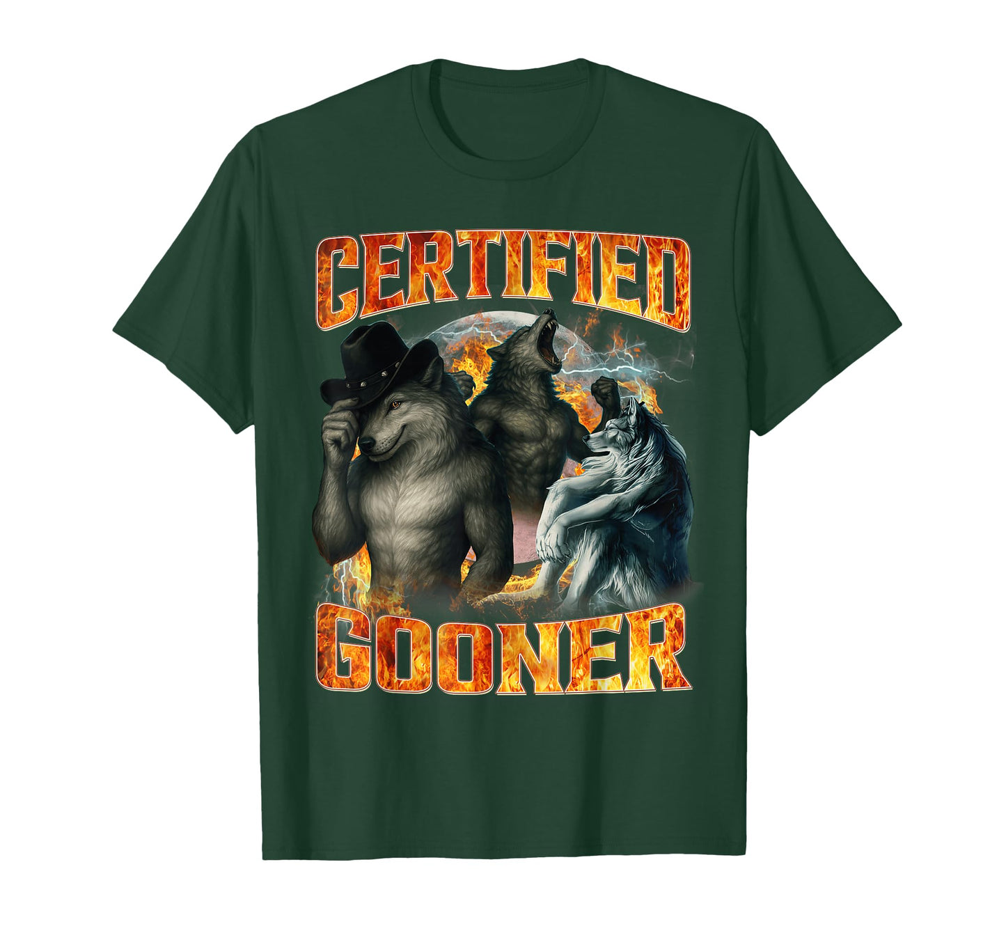 Wolf Certified Gooner Funny Bootleg Meme Dad Papa Men Gifts T-Shirt