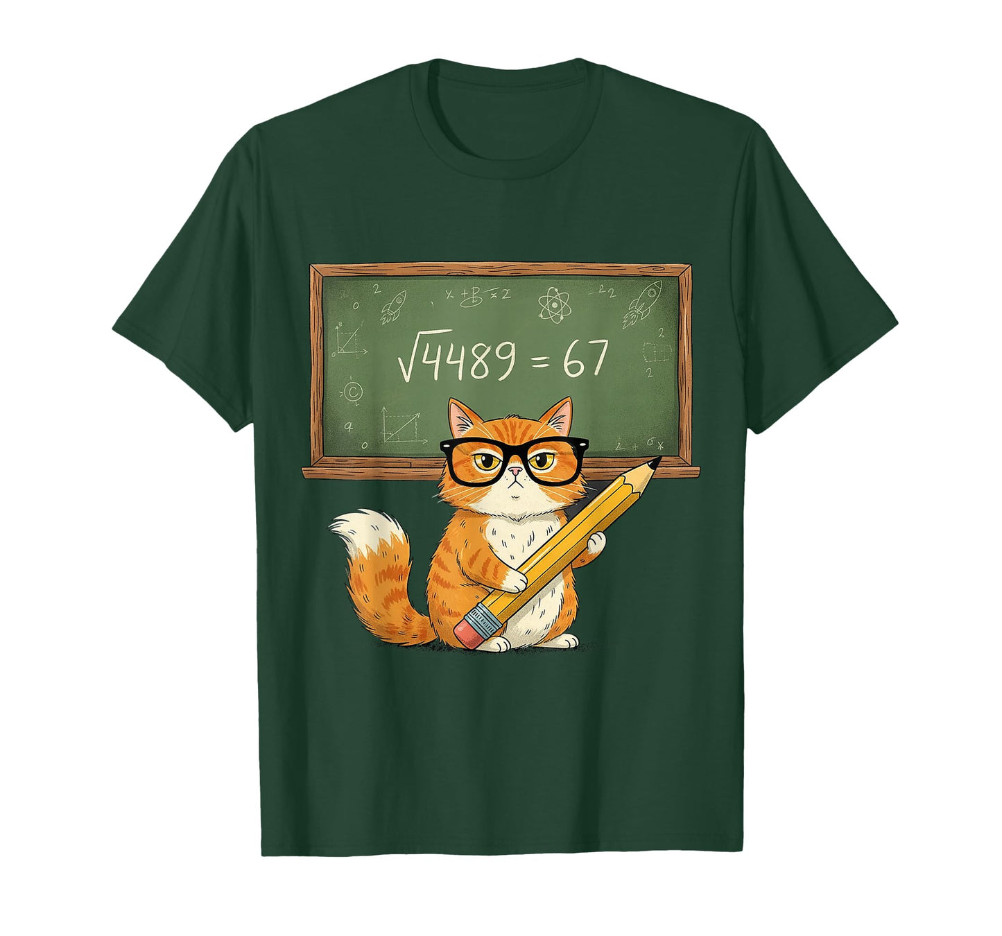 67 Meme Square Root 4489 Slang Six Seven Math Cat Teacher T-Shirt