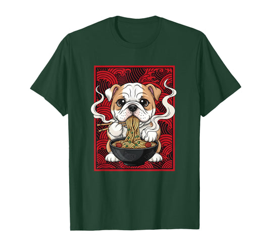 Bulldog Eating Ramen Noodle Anime Ramen Lovers T-Shirt