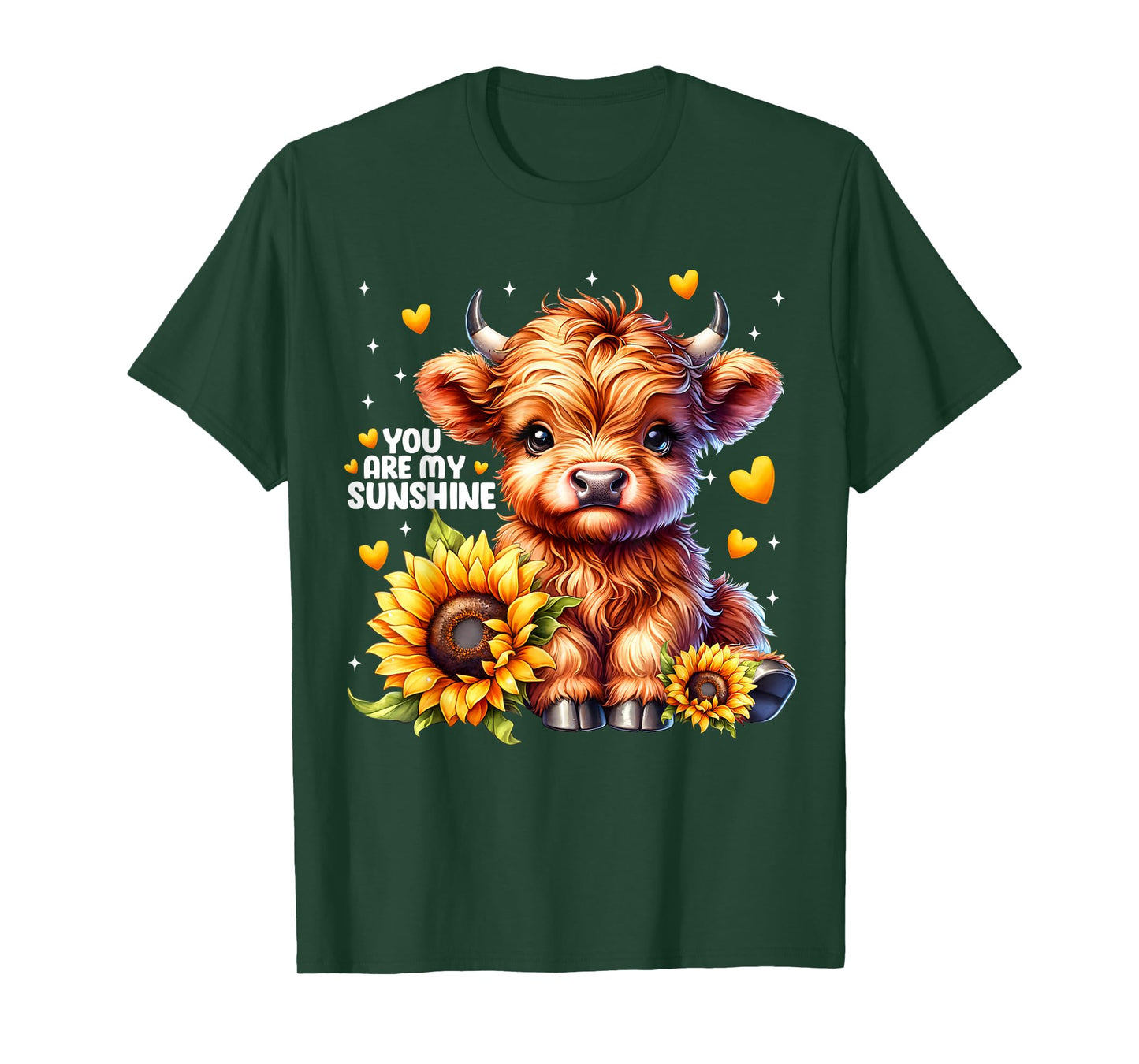 You are My Sunshine Highland Cow Sunflower Boy Girl Women T-Shirt