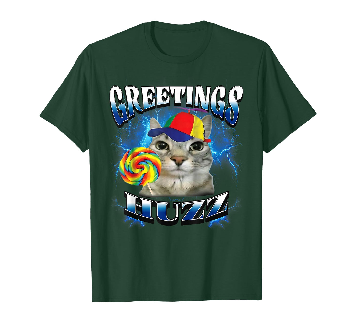 Greetings Huzz Funny Lollipop Cat Meme T-Shirt