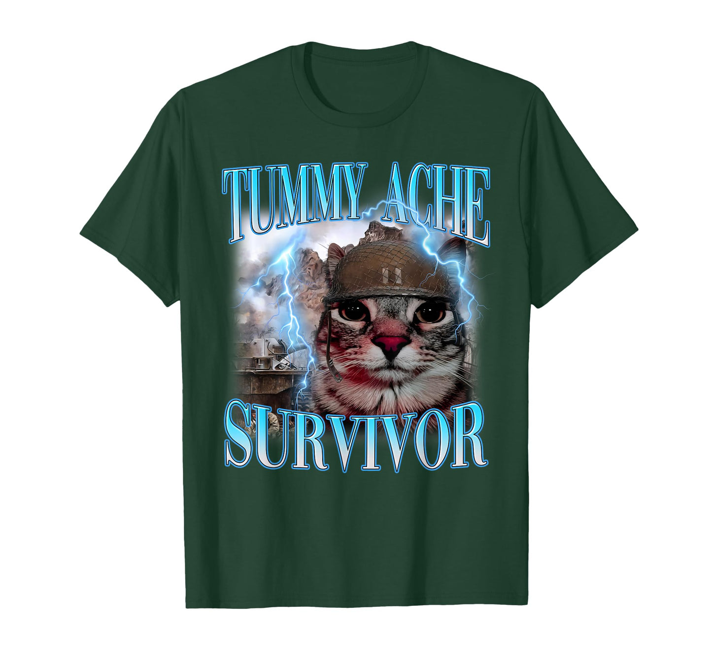 Tummy Ache Survivor Shirt Funny Meme Shirt Funny Cat Humor T-Shirt