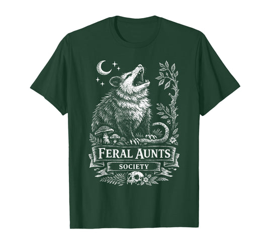 Feral Aunt Society Funny Opossum Cottagecore Vintage Graphic T-Shirt