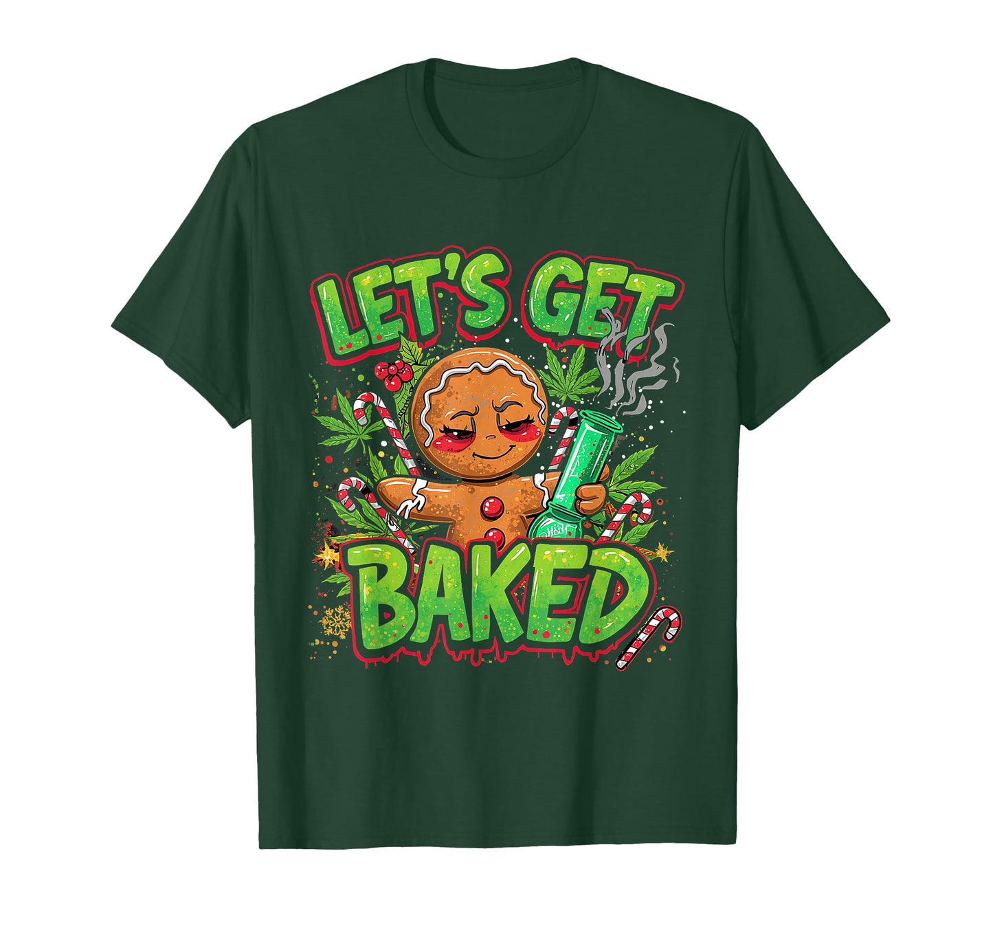 Let’s Get Baked Funny Gingerbread Christmas Design T-Shirt