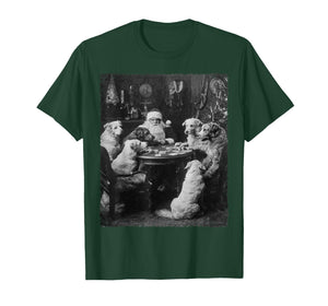 Santa Playing Cards Dogs Playing Poker Christmas Design T-Shirt