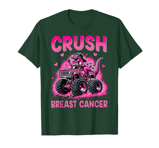 Crush Breast Cancer Awareness Monster Truck Toddler Boy Kids T-Shirt