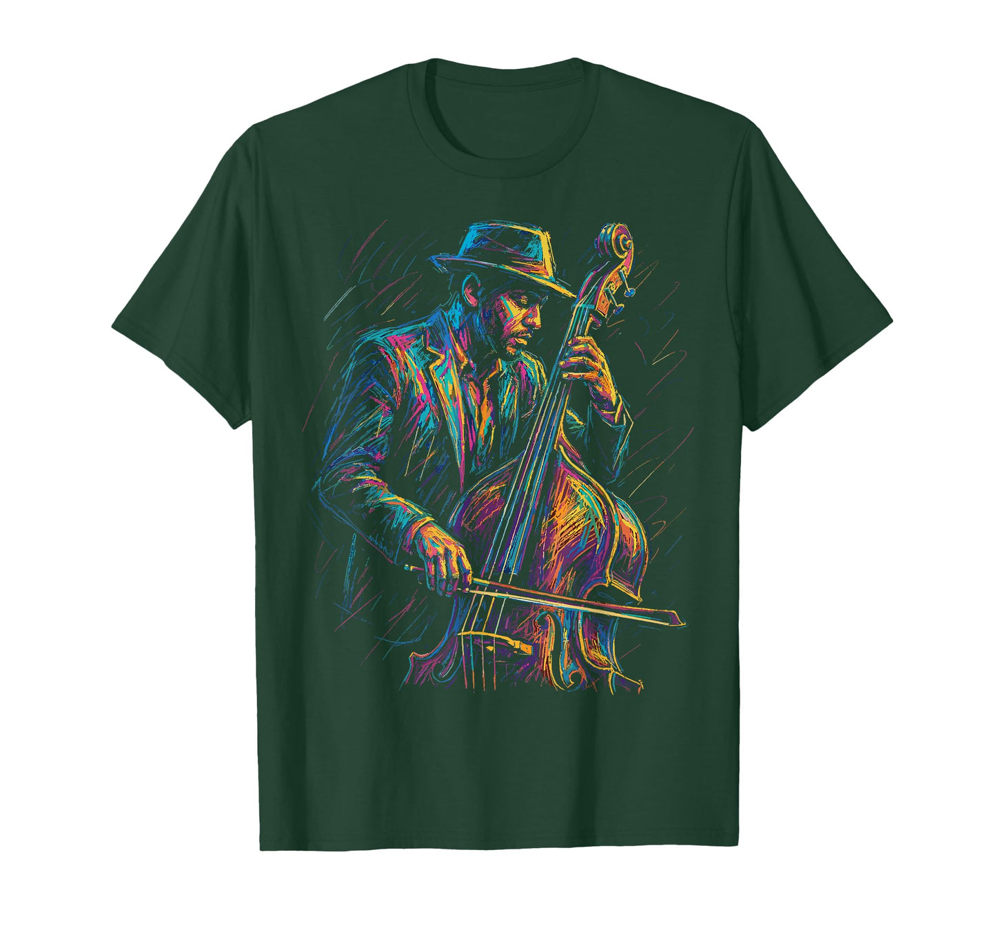 Jazz Musician Upright Bass Player Artistic Music Jazz Lover T-Shirt