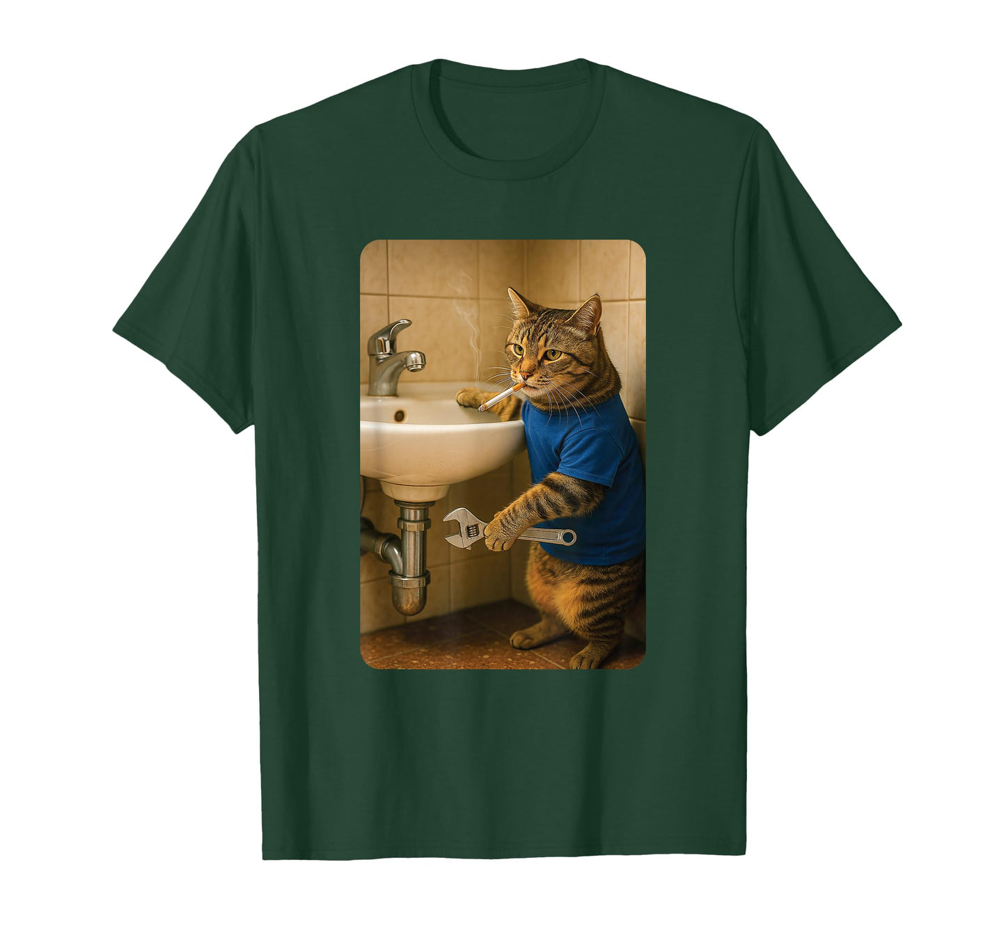 Funny Plumber Cat Meme Handyman Hilarious Cat Joke T-Shirt