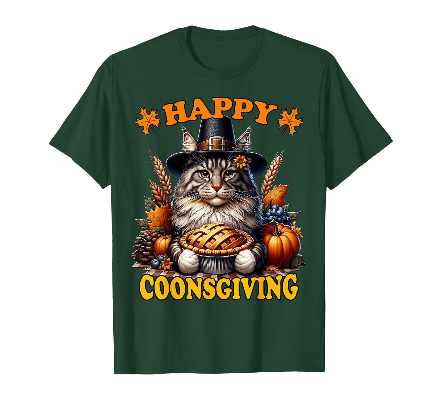 Thanksgiving Maine Coon Cat T-Shirt