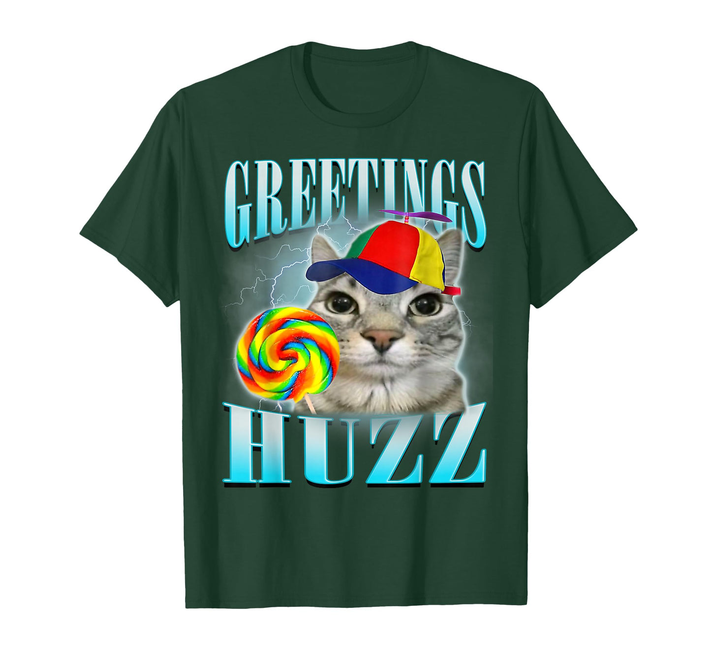 Lollipop Cat Meme Greetings Huzz Funny Silly Cats Humor T-Shirt