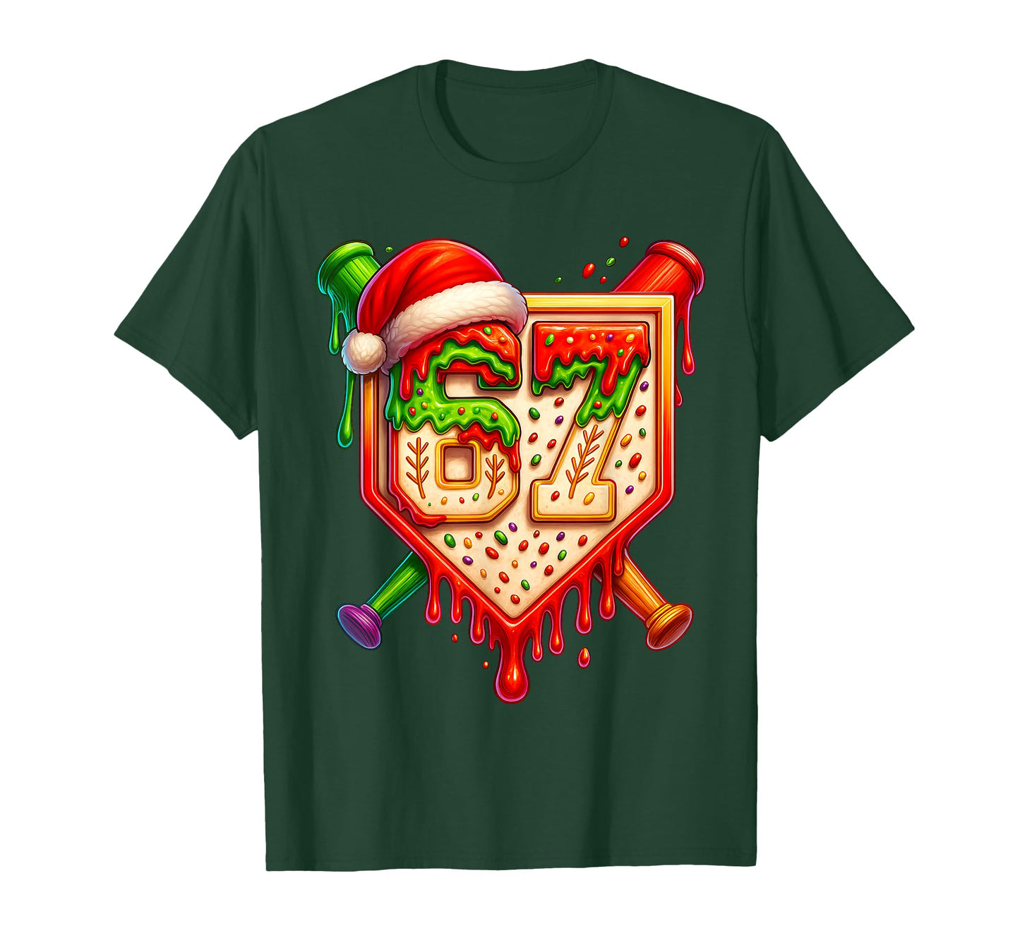 Baseball Ice Cream Drip Number 67 Six Seven Meme Christmas T-Shirt