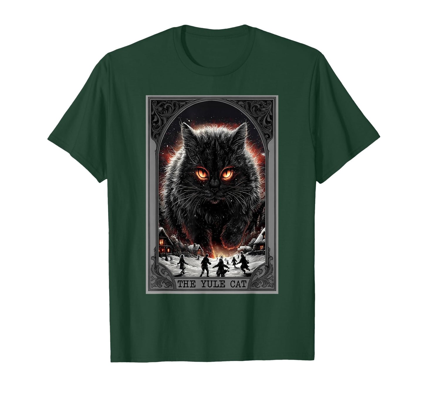 Creepmas Vintage The Yule Cat Tarot Card Dark Christmas T-Shirt