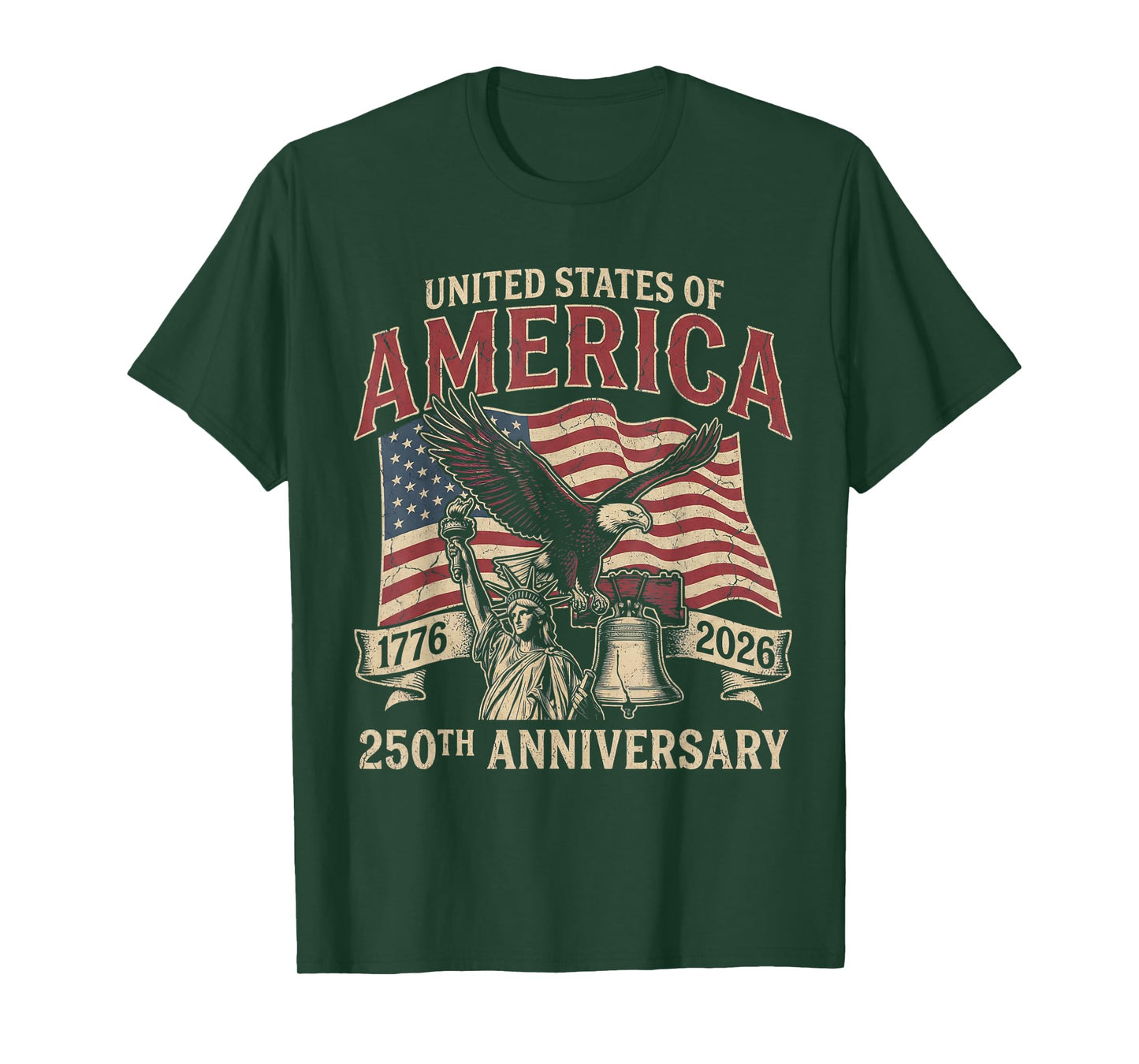 Vintage 250 Years 1776-2026 250th Birthday 4th July American T-Shirt
