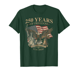 250 Years of Freedom 1776-2026 Liberty Bell Eagle USA Flag T-Shirt