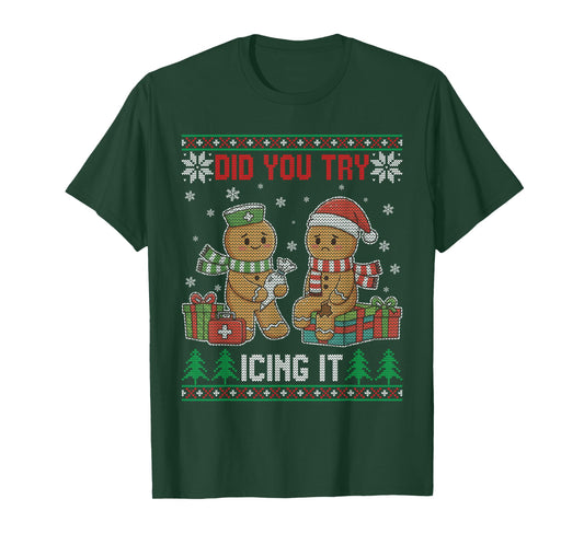 Funny Christmas Nurse Gingerbread Have You Tried Icing It T-Shirt