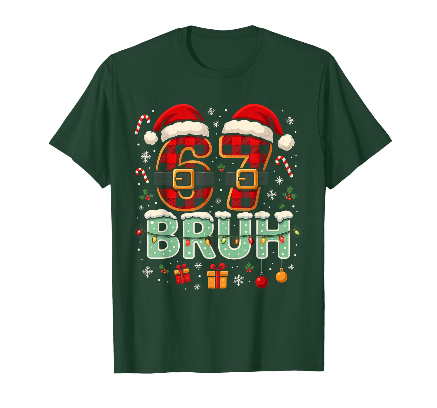 Funny Bruh 67 Six Seven Christmas 6 7 Meme Boy Girl Kids T-Shirt