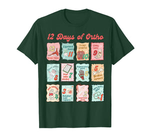 Retro Stamp 12 Days of Ortho Christmas Orthopedic Surgeon T-Shirt