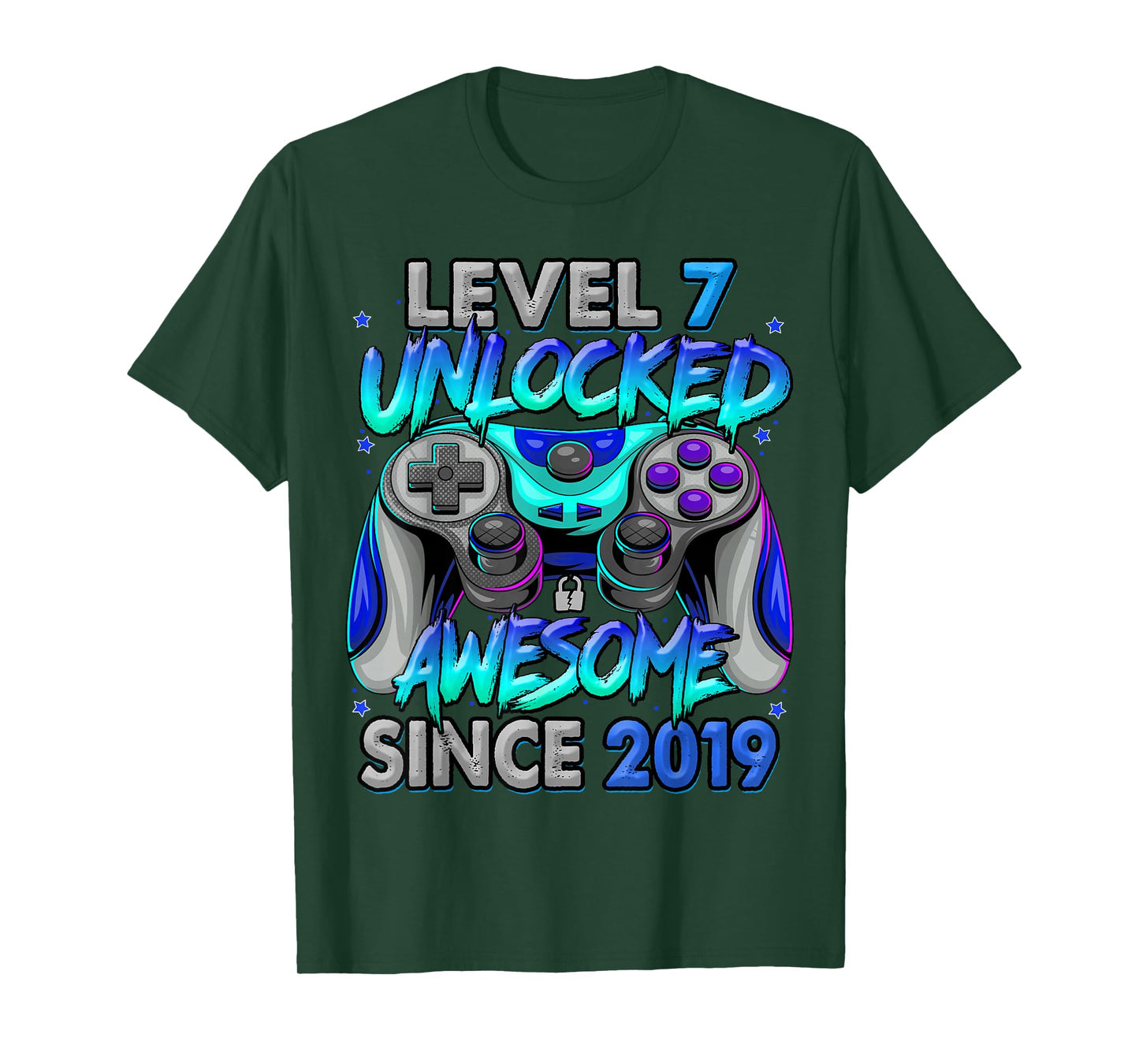 Level 7 Unlocked Awesome Since 2019 7th Birthday Gaming T-Shirt