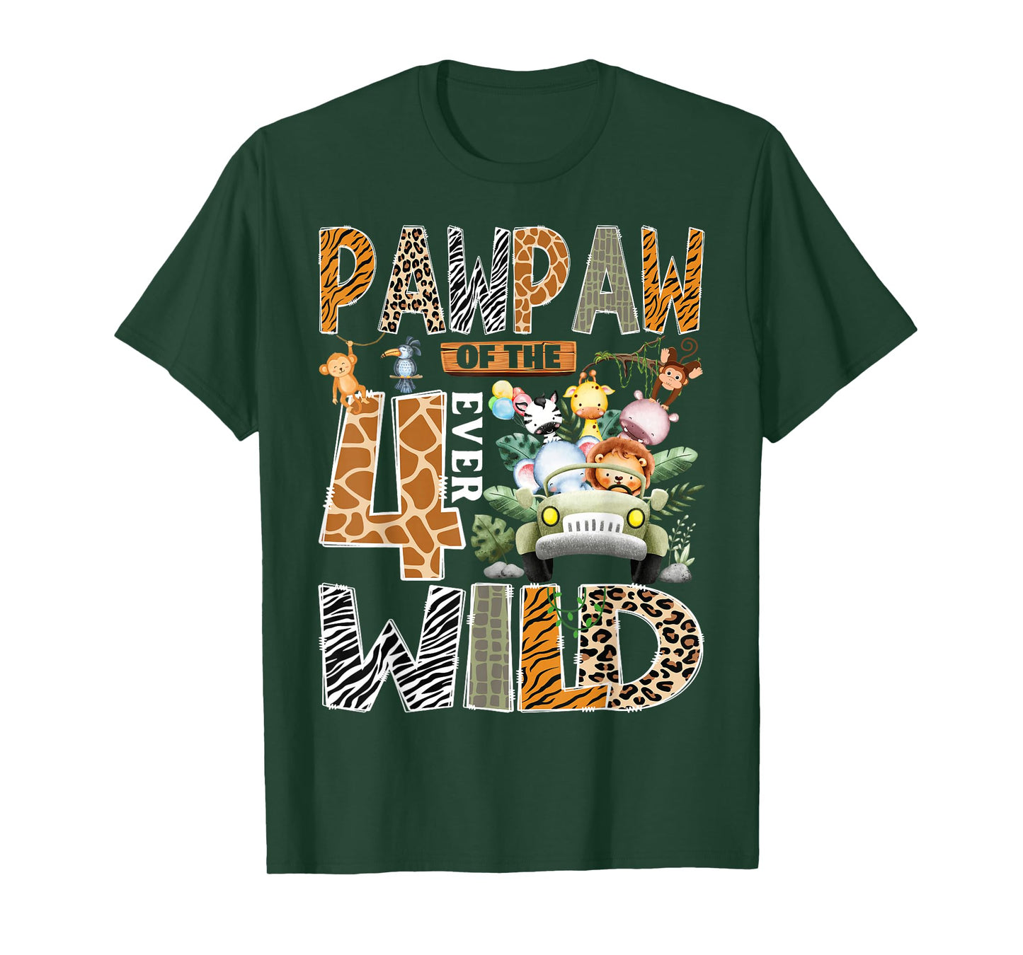 Pawpaw of The Four Ever Wild Safari Jungle 4th Birthday Boy T-Shirt