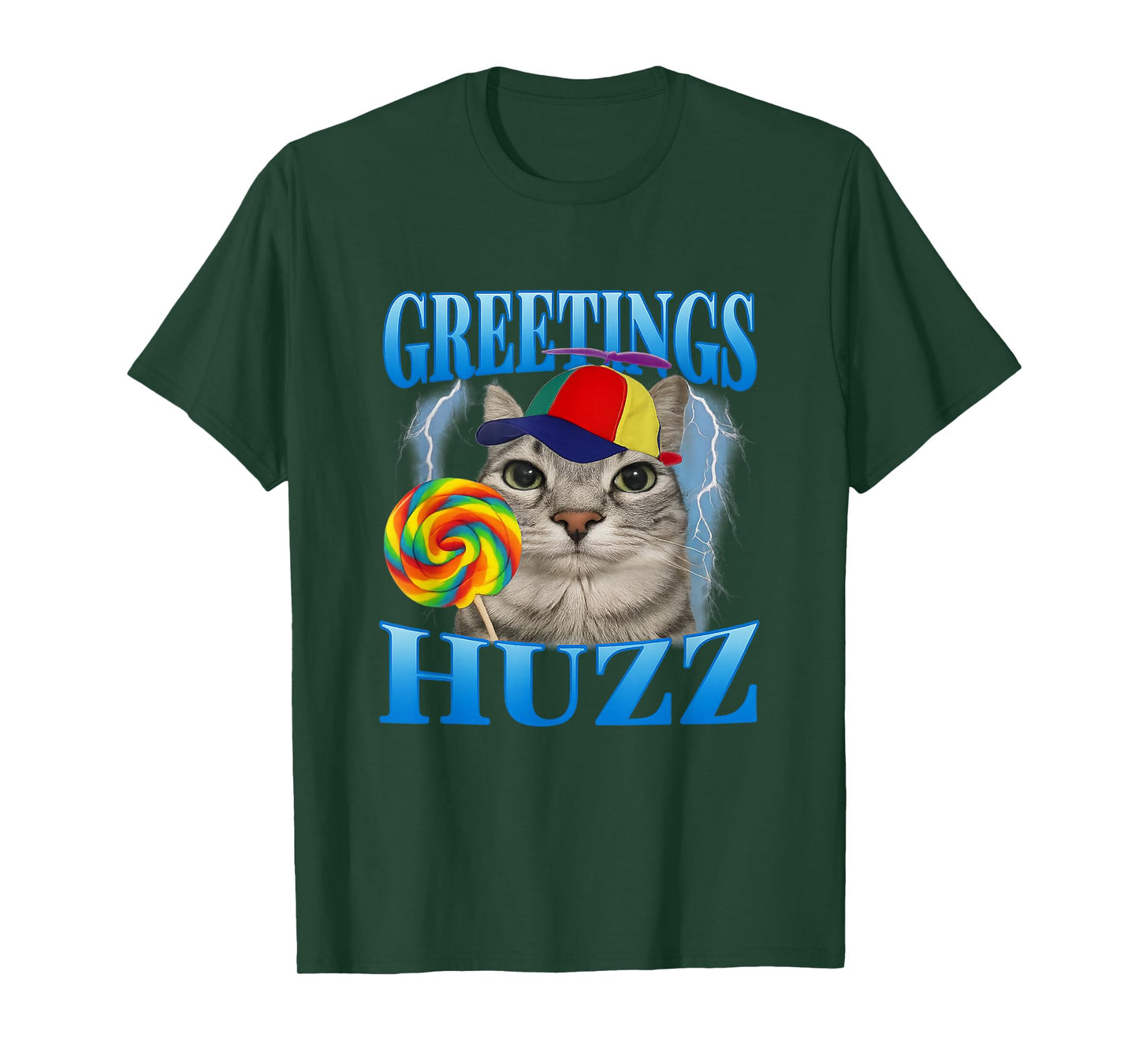 Greetings Huzz Funny Lollipop Cat Meme T-Shirt