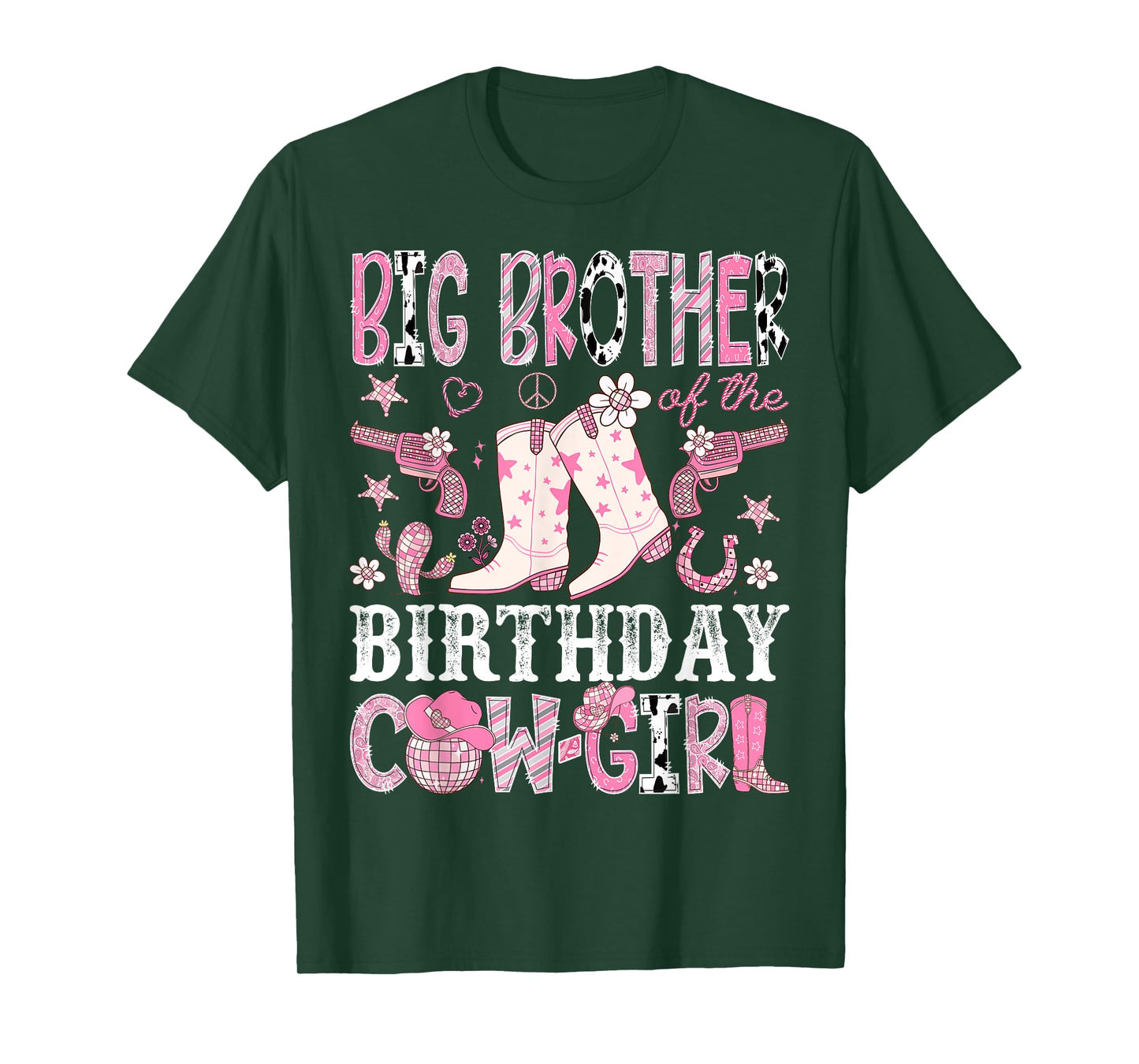 Big Brother of The Birthday Cowgirl Pink Disco Rodeo Brother T-Shirt