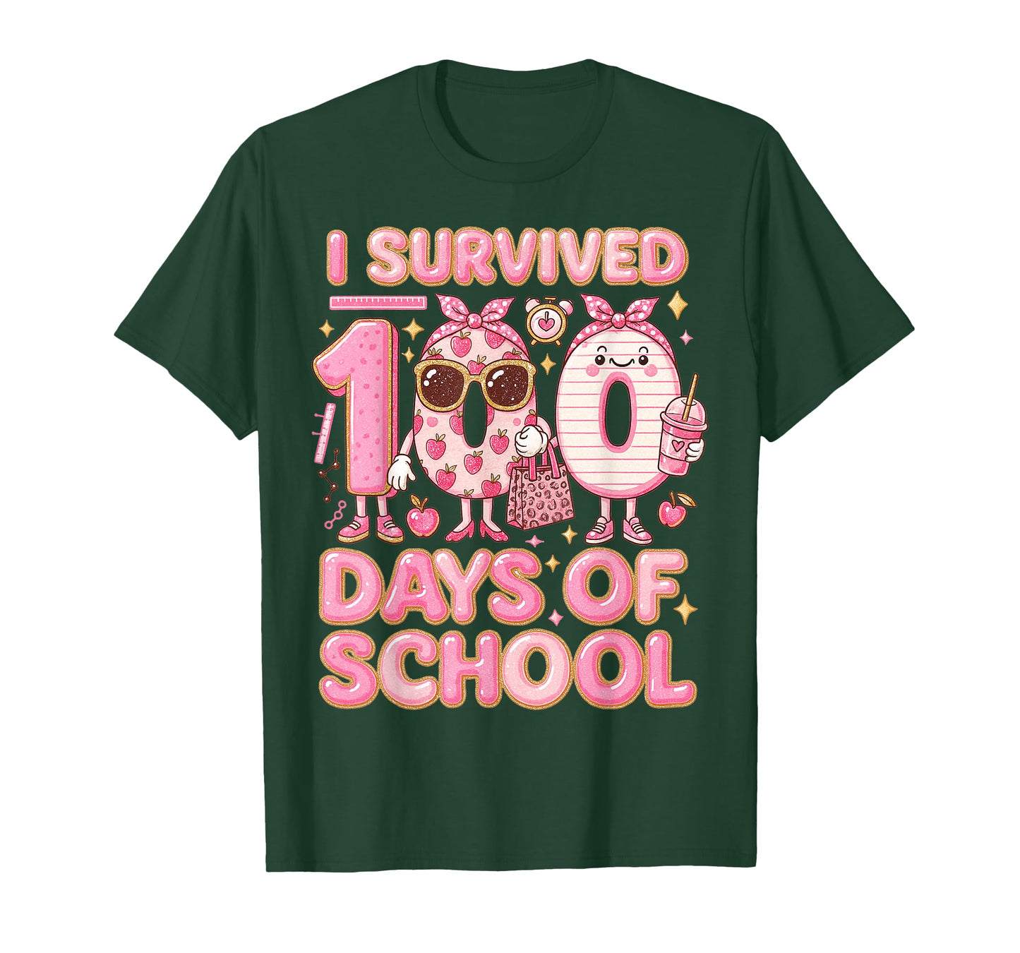 Preppy I Survived 100 Days of School Teacher Women T-Shirt