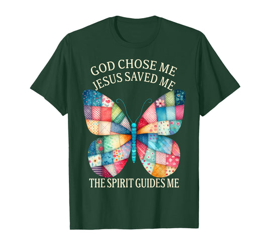 Christian Faith God Chose Me Jesus Saved Me Butterfly T-Shirt