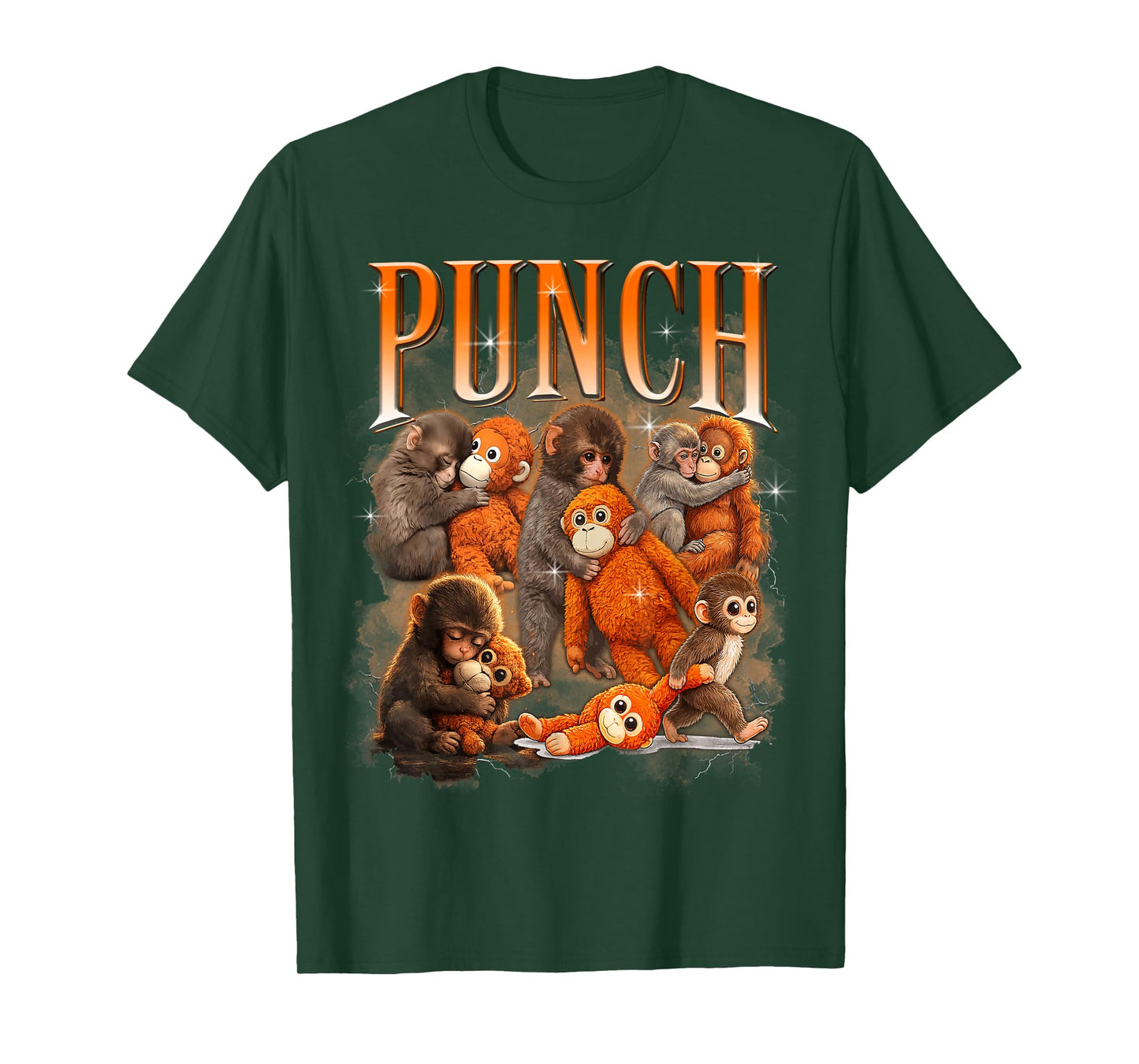 Cute Baby Monkey Named Punch Plush Hugging Bootleg T-Shirt