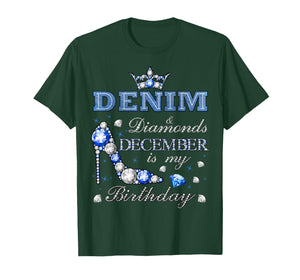 Fabulous Denim & Diamonds December Birthday Queen High Heels T-Shirt