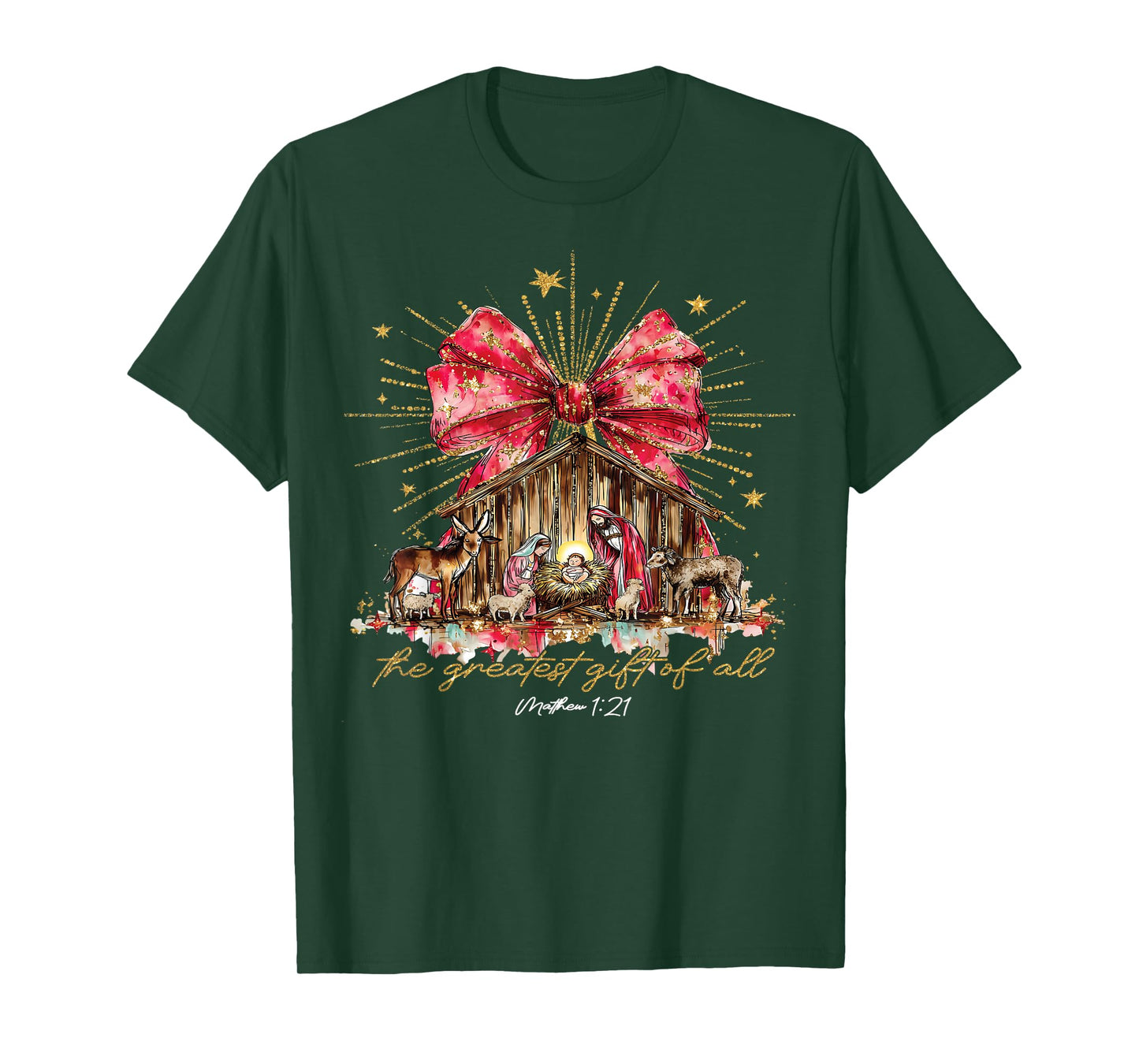 The Greatest Gift of All Nativity Scene Christian Christmas T-Shirt