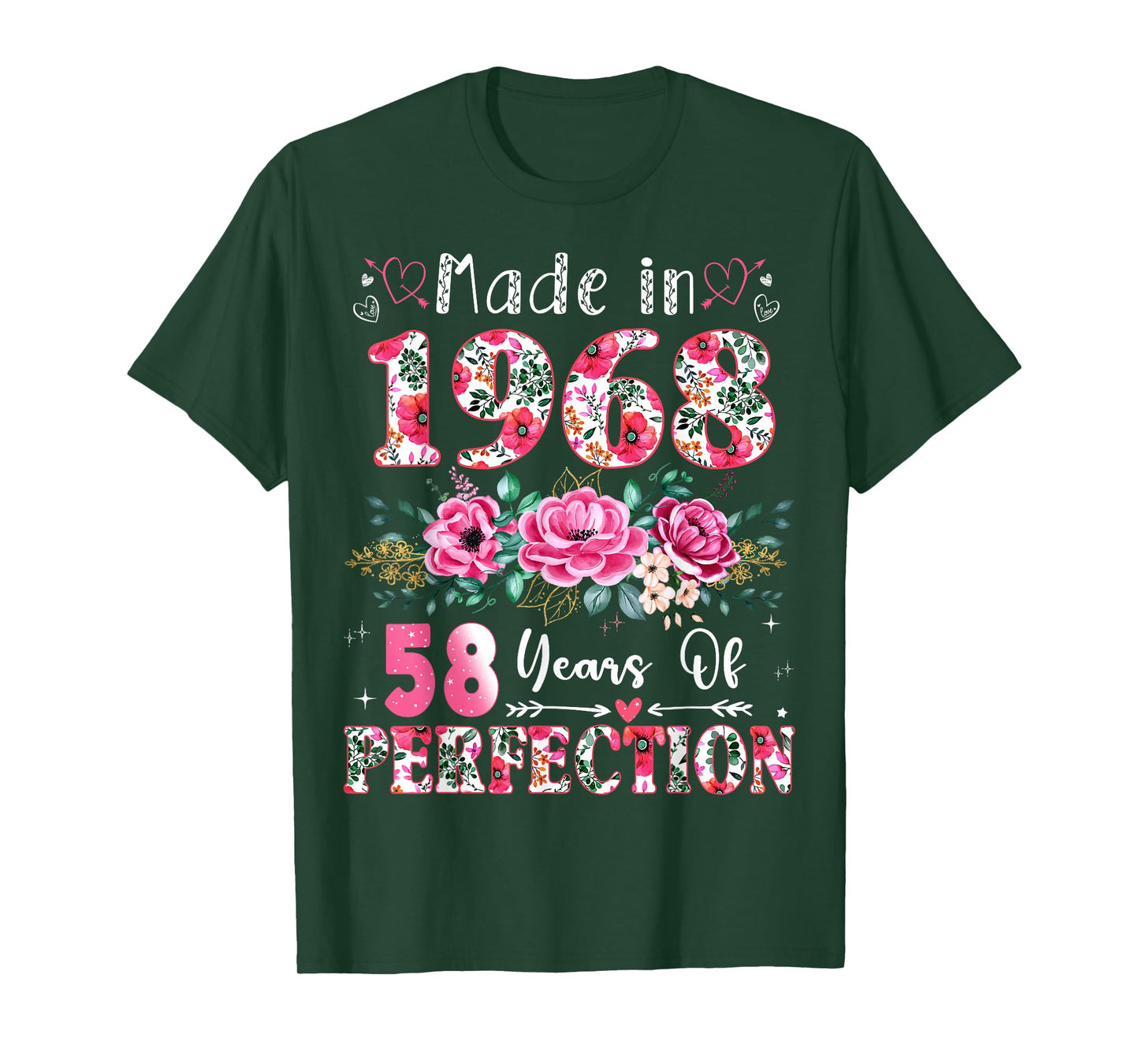 58 Year Old Made in 1968 Floral 58th Birthday Women T-Shirt