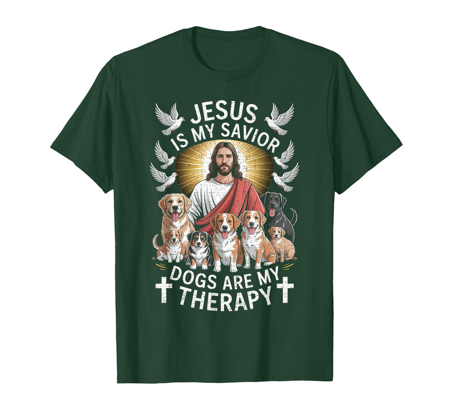 Jesus is My Savior Dogs are My Therapy Funny T-Shirt