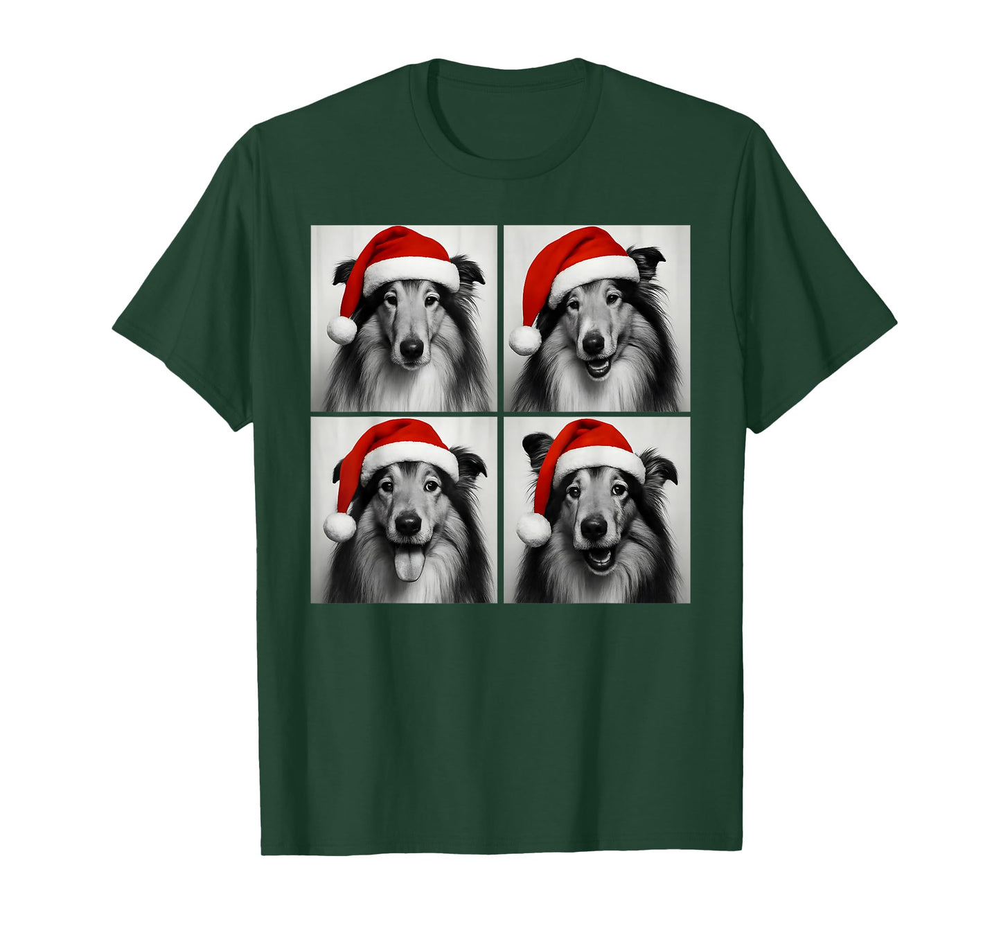Funny Christmas Rough Collie Santa Dog Lover Photo Booth T-Shirt