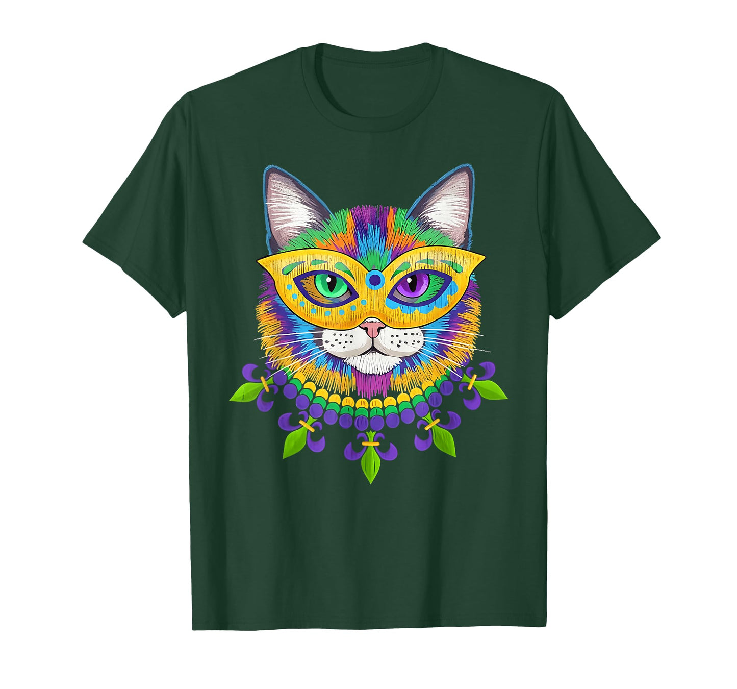 Mardi Gras Cat Mask for Women Girls Cat Lovers Carnival T-Shirt