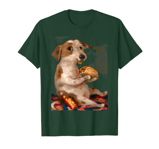 Dog Chill with Taco Vintage Funny Dog Taco Whimsical T-Shirt