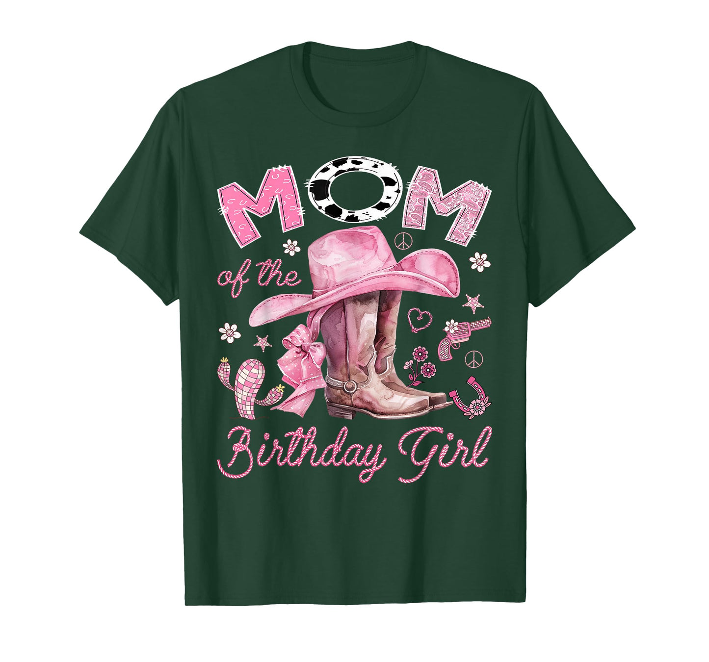 Mom of The Birthday Girl Pink Cowgirl Western Rodeo T-Shirt