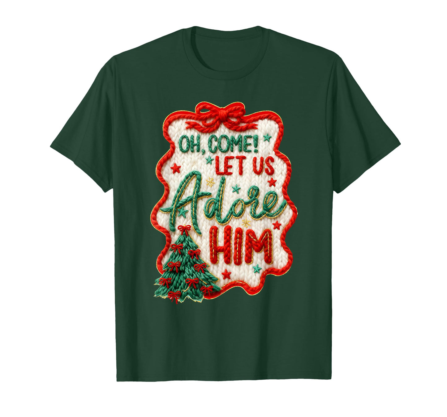 Oh Come Let Us Adore Him Christian Jesus Christmas Holiday T-Shirt