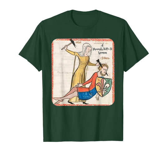 Proverbs 31 29 31 Woman Medieval Christian Art Design T-Shirt