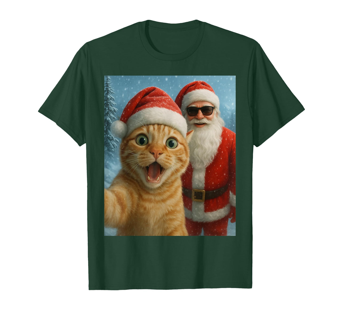 Funny Cat Selfie with Santa Claus Christmas Meme Xmas Kids T-Shirt