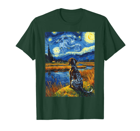 German Shorthaired Pointer Dog Van Gogh Starry Night T-Shirt