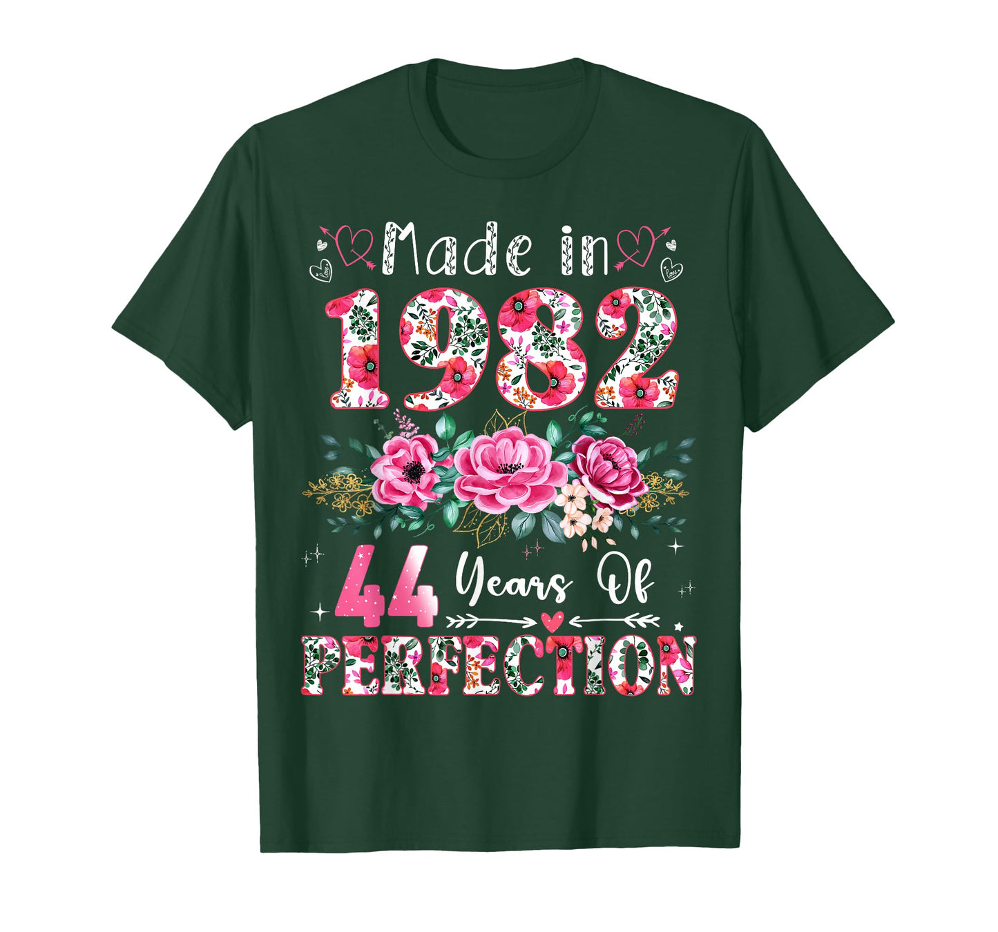 44 Year Old Made in 1982 Floral 44th Birthday Women T-Shirt