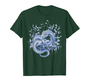 Japanese Dragon Winter Asian Cherry Blossoms Winter Dragon T-Shirt