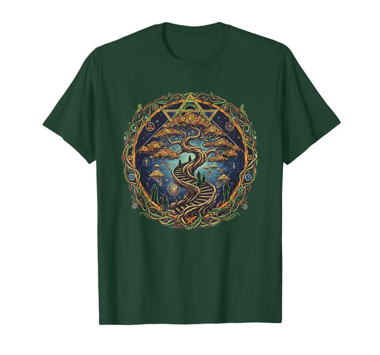 Psychedelic Bonsai Stairway Mindful Art Design T-Shirt