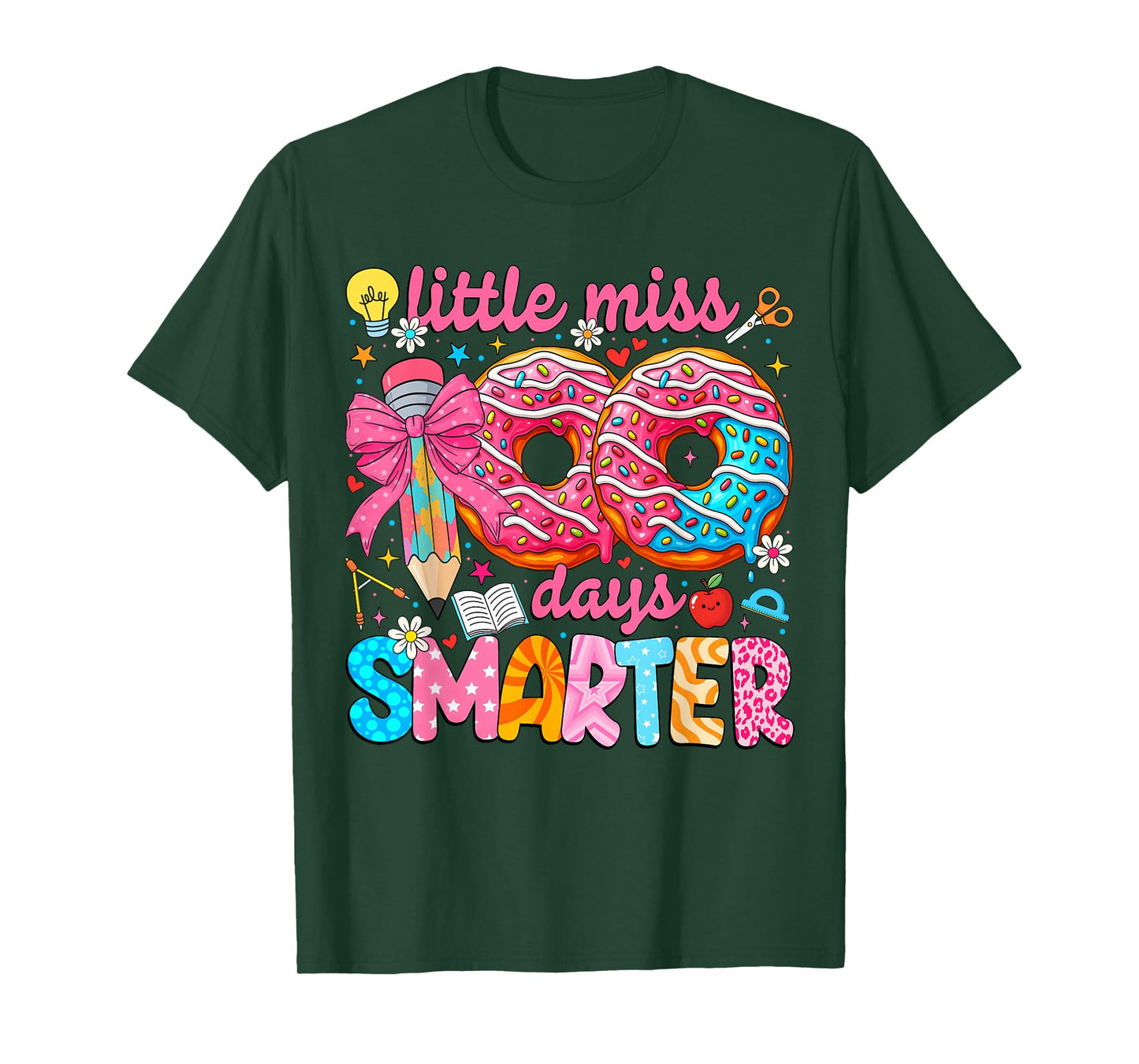 Little Miss 100 Days Smarter Kids Girls 100th Day of School T-Shirt